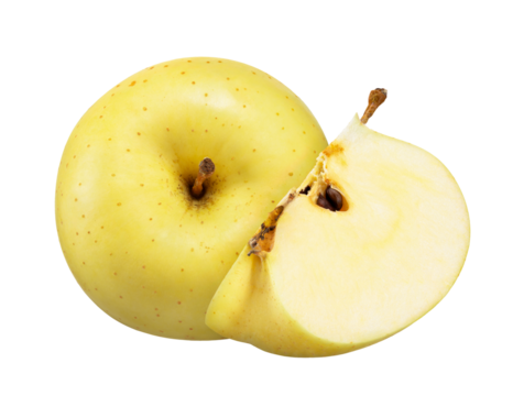 yellow apple isolated on white clipping path