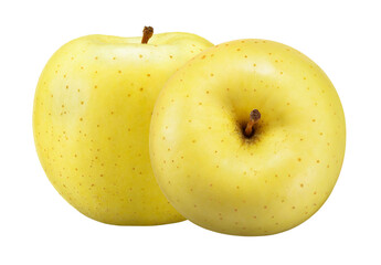 yellow apple isolated on white clipping path