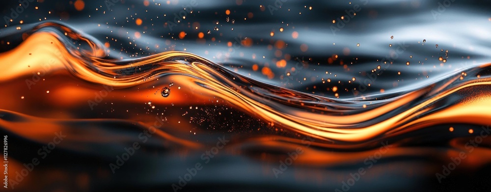 Poster Abstract Liquid Waves in Red and Black with Fluid Motion and Shimmering Light