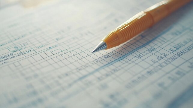 Yellow Pen Resting on a Gridded Data Sheet