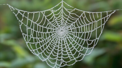 Dewdrops Adorn A Spiders Intricate Web Design