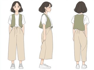 Obraz premium Girl in Casual Outfit - Three Quarter View