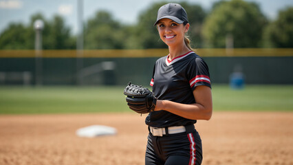 College Softball Pitcher in Game