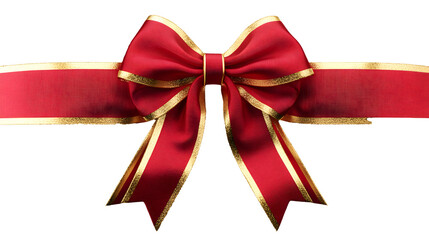 Fototapeta premium red ribbon and bow with gold isolated against transparent background