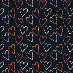 Seamless pattern of hand-drawn hearts. Background for cards  papers  fabrics  wallpapers  decoration  web banners  posters  brochures. 