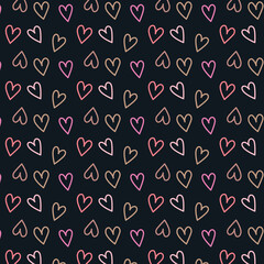 Seamless pattern of hand-drawn hearts. Background for cards  papers  fabrics  wallpapers  decoration  web banners  posters  brochures. 
