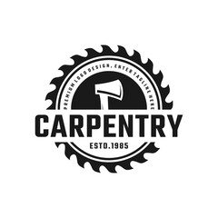 saw blade vector design,carpentry tool logo design,vintage,badge,editable design
