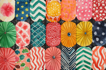 Obraz premium Vibrant watercolor patterns featuring colorful designs and textures