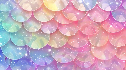 Abstract iridescent background with round shapes and white dots.
