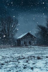 Lonely Farmhouse in a Snowstorm