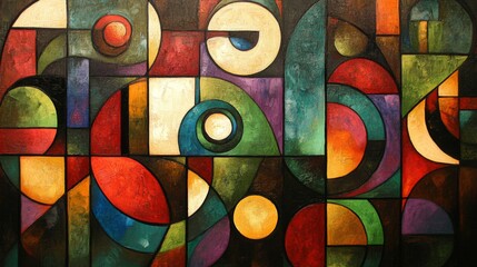 Fototapeta premium Abstract Geometric Composition In Warm And Cool Tones