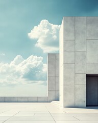 Fototapeta premium Modern Minimalist Architecture Rooftop with Cloudy Sky