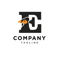  Letter E Maleo Bird Logo Icon Vector 
