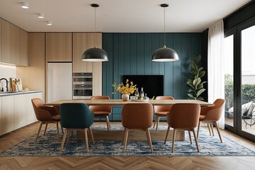 Fototapeta premium Modern Multifunctional Space Design for Family Gatherings and Home Living