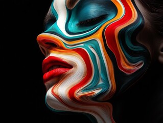 Abstract Colorful Swirl Portrait