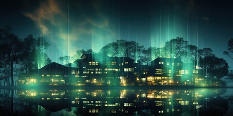 Obraz premium night city skyline