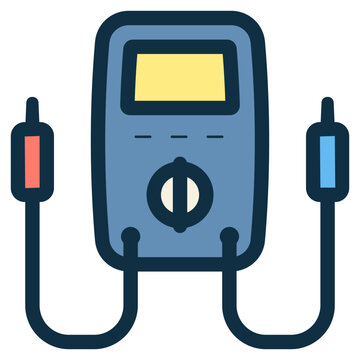 blue multimeter with red and blue probes clip art preview
