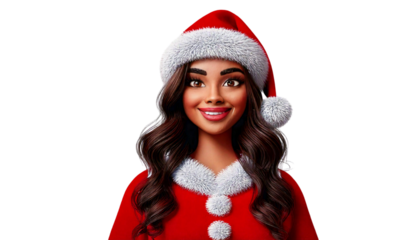Smiling Santa Girl Christmas Festive Cheerful Holiday Season Portrait Illustration