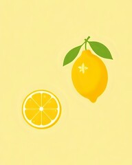 illustration vectoriel d'un citron jaune avec des feuilles