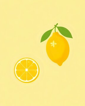 illustration vectoriel d'un citron jaune avec des feuilles