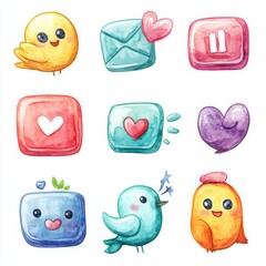 Whimsical Cartoon Icons for Kids' Designs