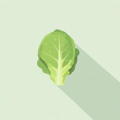 Vibrant Flat Icon of Leafy Lettuce on Pastel Background