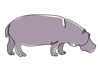 Hippopotamus in continuous line drawing and can be edited later