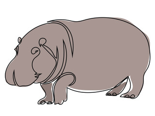 Hippopotamus in continuous line drawing and can be edited later