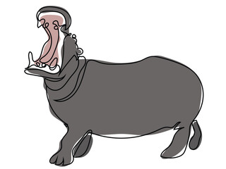 Hippopotamus in continuous line drawing and can be edited later
