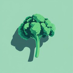 Bright Green Broccoli Floret Illustration