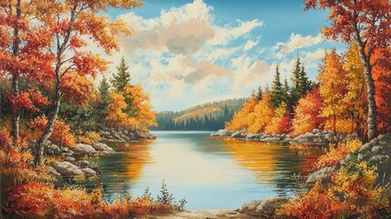 Obraz premium Stunning travel through vibrant autumn rice fields serene landscape reflective waters peaceful environment