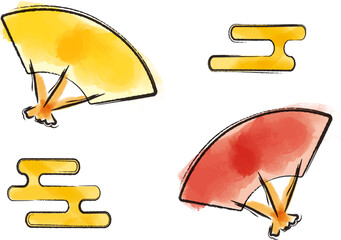 扇子と雲（えがすみ）_水彩