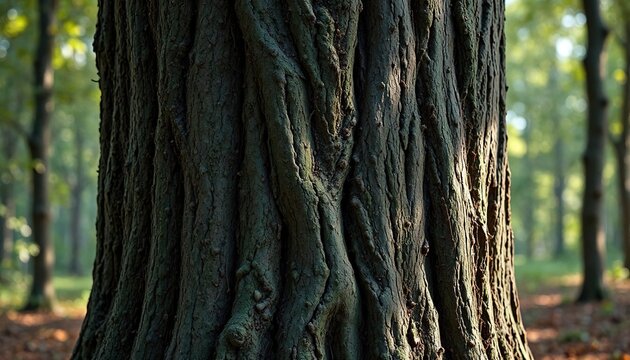 Tree trunk with deep grooves and ridges from centuries of growth , wildlife, forest, growth