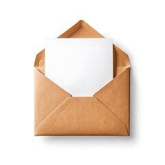 A Tan Envelope with a Blank White Card Inside, Ready for a Message