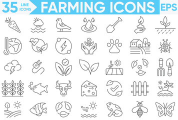 Farming Line icons.related to agriculture. Linear icon collection.Farming editable stroke outline Icons set.Vector and illustrator set.