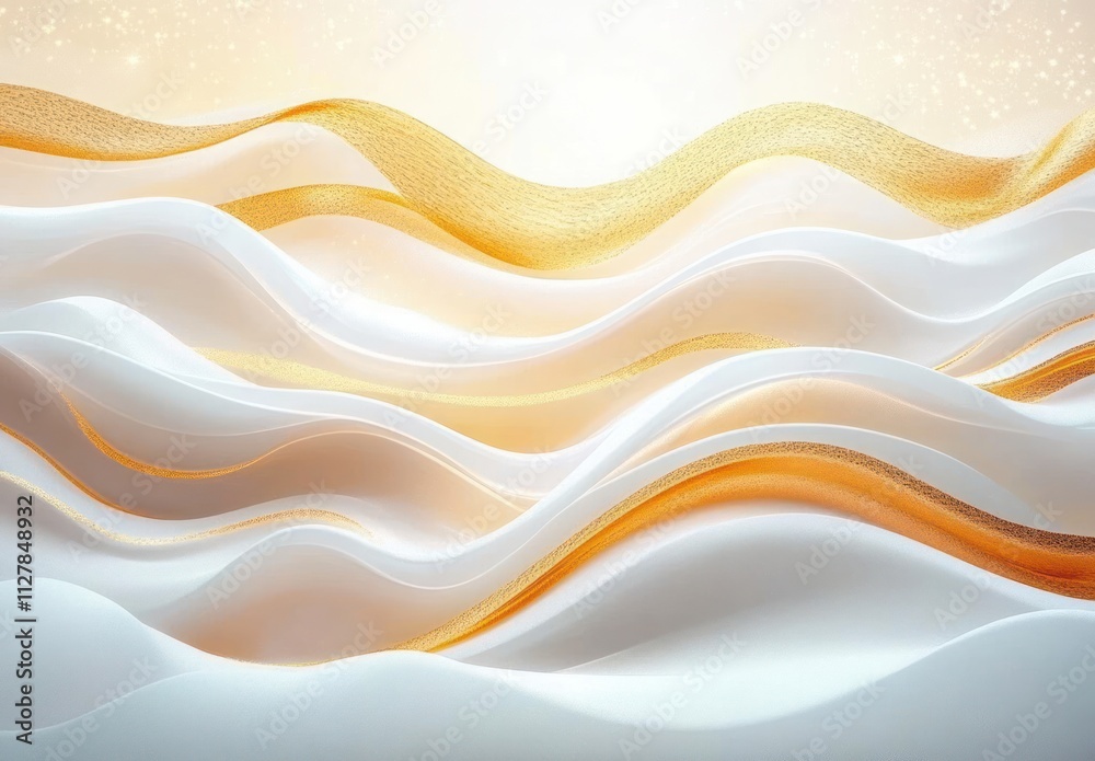 Poster elegant gold and white wave pattern background