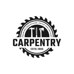 saw blade vector design,carpentry tool logo design,vintage,badge,editable design
