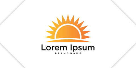 Creative sunrise or sunset logo design template. Premium Vector