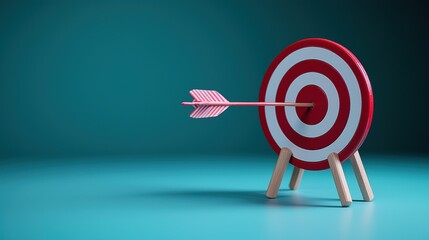 Bullseye Targets A classic red and white bullseye target with an arrow hitting the center, symbolizing accuracy, precision, and achieving goals.