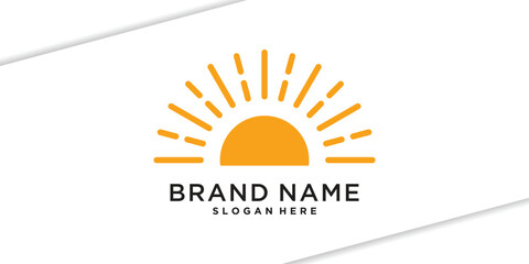 Creative sunrise or sunset logo design template. Premium Vector