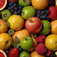 A colorful assortment of fresh fruits and berries
