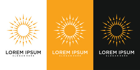 Sun logo design. Abstract geometric sunburst. Premium Vector