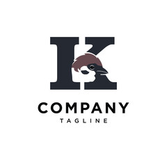 Letter K Sparrow Bird Logo Icon Vector