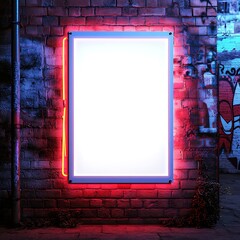 Blank Neon Sign on Brick Wall