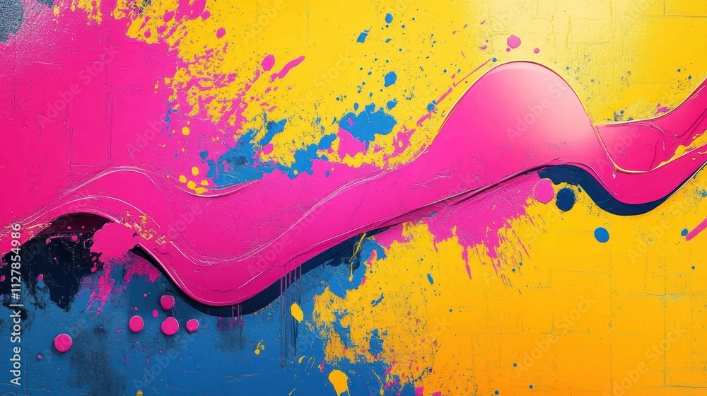 Poster Dynamic Colorful Pop Art Background with Bold Shapes and Splashes