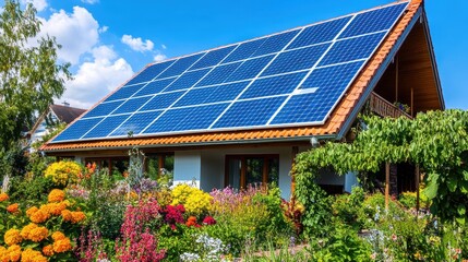 Solar Powered Eco-Friendly Cottage with Vibrant Floral Garden