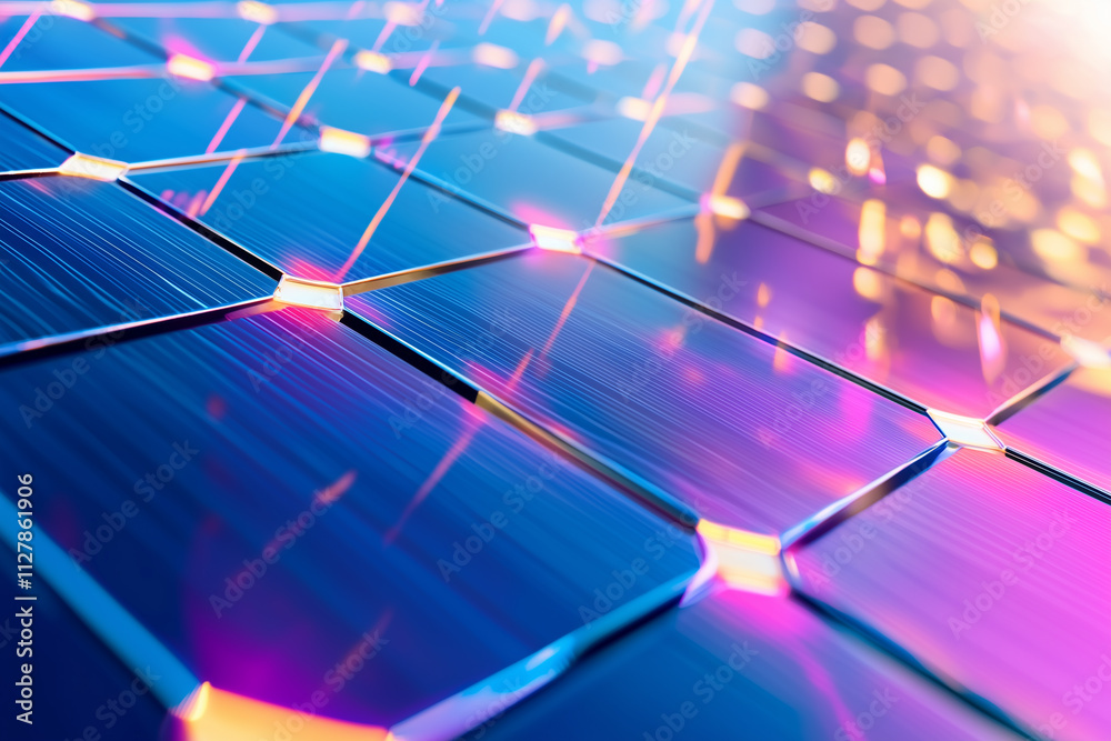 Aufkleber innovative solar cells with vibrant energy flow patterns, showcasing advanced technology and efficie