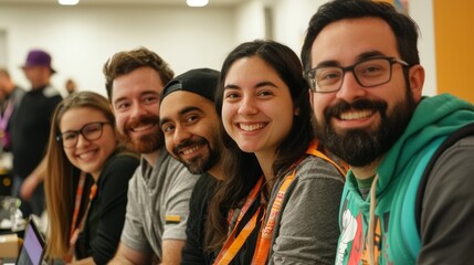 Obraz premium Diverse Group of Professionals Collaborating at Hackathon Event