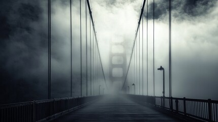 Dramatic Fog Rolling Over Golden Gate Bridge in Mysterious Atmosphere