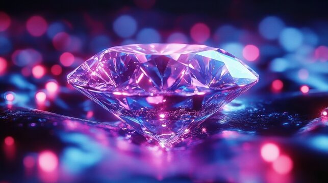Glowing Diamond Symbolizing Digital Wealth, Crypto, NFT Ownership, and Blockchain Technology